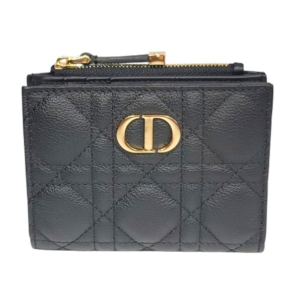 Dior Caro Dahlia Black Supple Cannage Calfskin Wallet